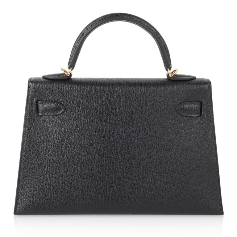 Hermes Kelly 20 Mini Kelly II Black Chevre Gold Hardware Limited Edition at  1stDibs