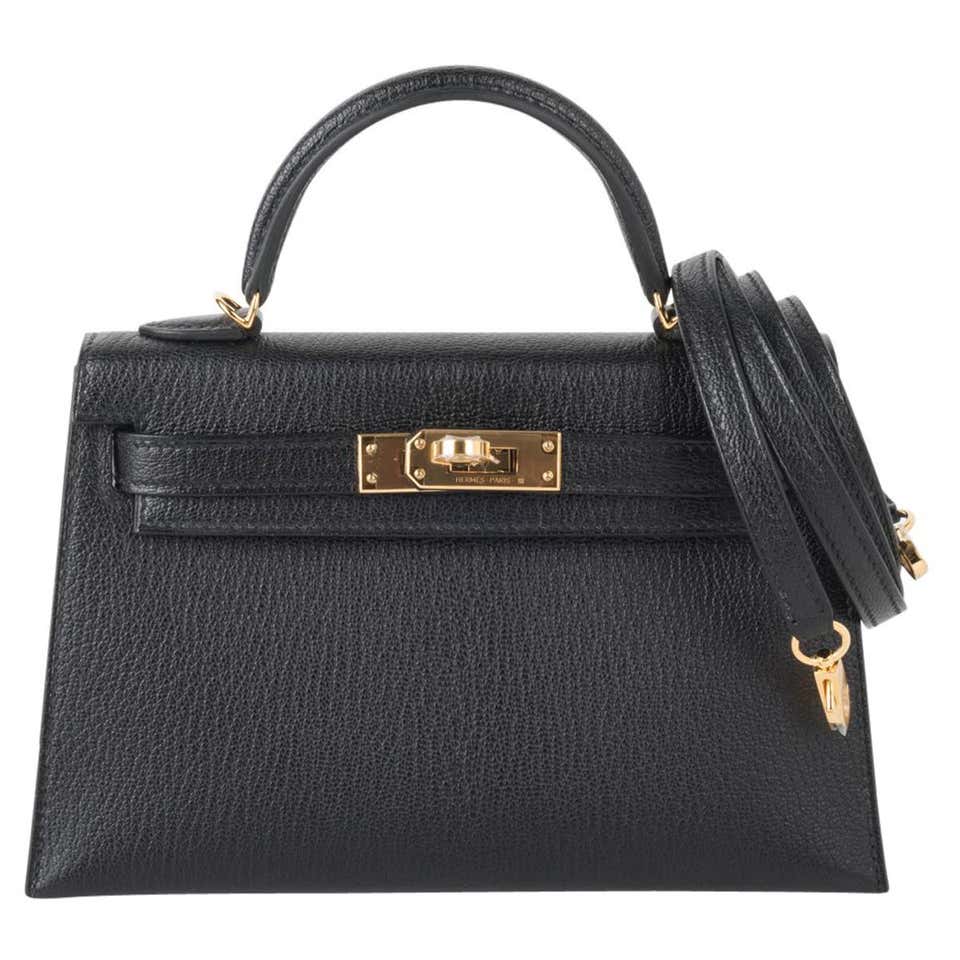 Hermes Kelly 20 Mini Kelly II Black Chevre Gold Hardware Limited ...