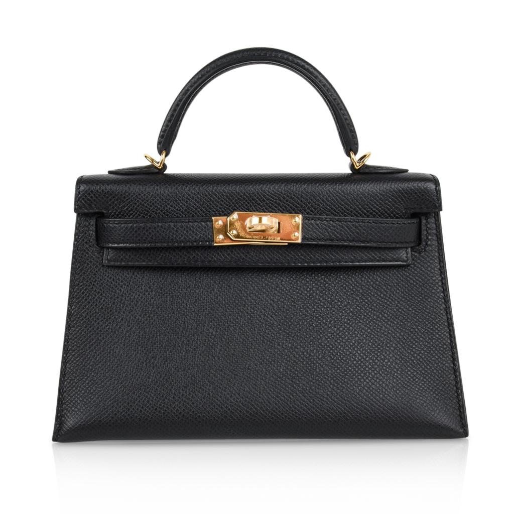 Hermes Kelly 20 Mini Kelly II Limited Edition Black Epsom Gold Hardware In New Condition In Miami, FL