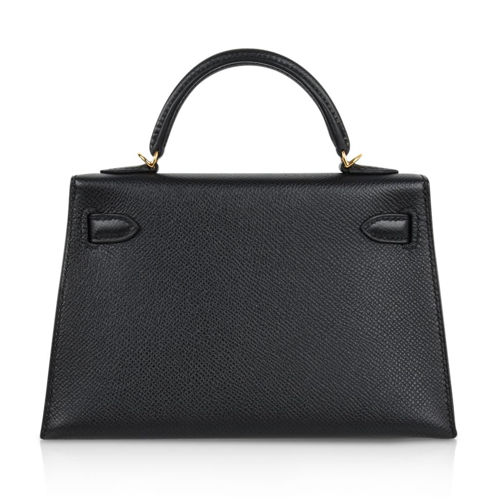 Hermes Kelly 20 Mini Kelly II Limited Edition Black Epsom Gold Hardware ...