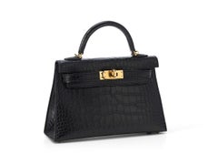 Hermès Kelly 20 Mini Noir/Black Alligator Matte Gold Hardware