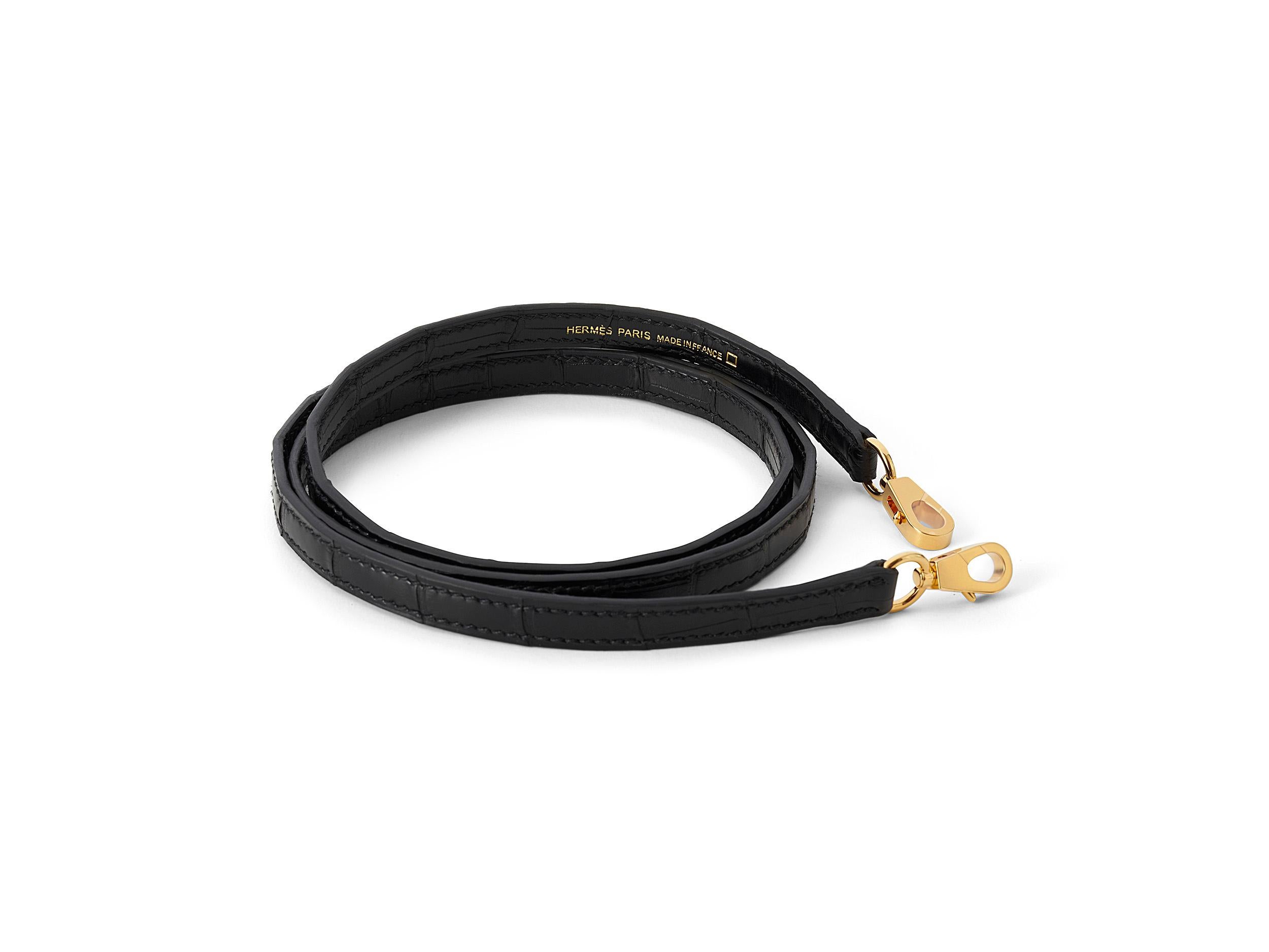 Hermès Kelly 20 Mini Noir/Black Alligator Matte Gold Hardware For Sale 2