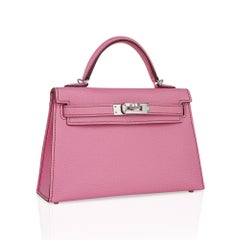 Hermes Kelly 20 Mini Sellier 5P Pink Bubblegum Bag Epsom Palladium Hardware