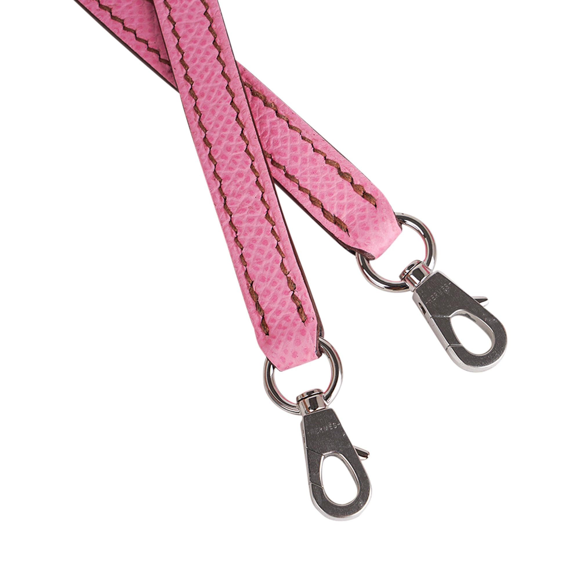 Hermes Kelly 20 Mini Sellier 5P Pink Bubblegum Bag Epsom Palladium Hardware For Sale 5