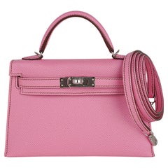 Hermes Kelly 20 Mini Sellier 5P Pink Bubblegum Bag Epsom Palladium Hardware