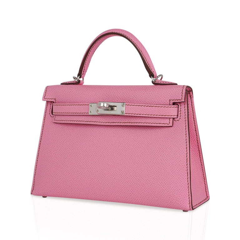 Hermes Kelly 20 Mini Sellier 5P Pink Bubblegum Bag Epsom Palladium Hardware In New Condition For Sale In Miami, FL