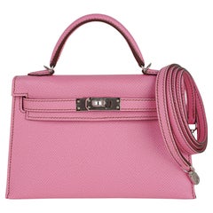 Hermes Kelly 20 Mini Sellier 5P Rosa Bubblegum Tasche Epsom Palladium Hardware