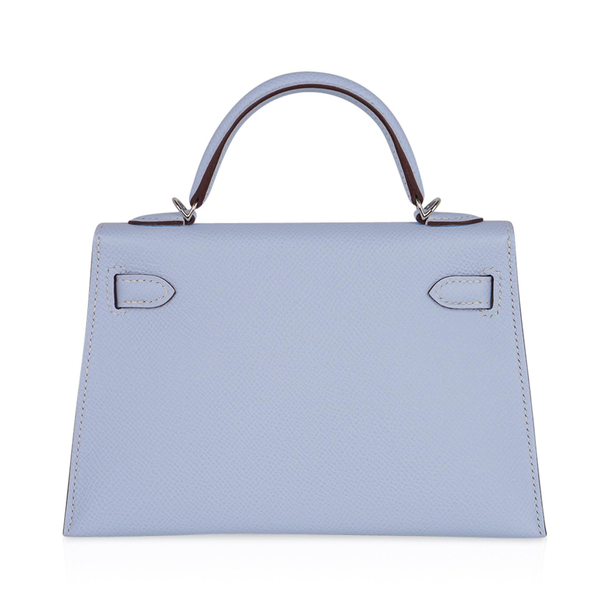 Hermes Kelly 20 Mini Sellier Bag Bleu Brume Epsom Leather Palladium Hardware 2