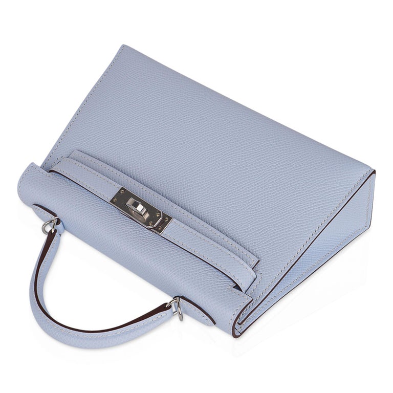 ❄️ Hermès Mini Kelly II Bleu Brume Epsom Leather Gold Hardware