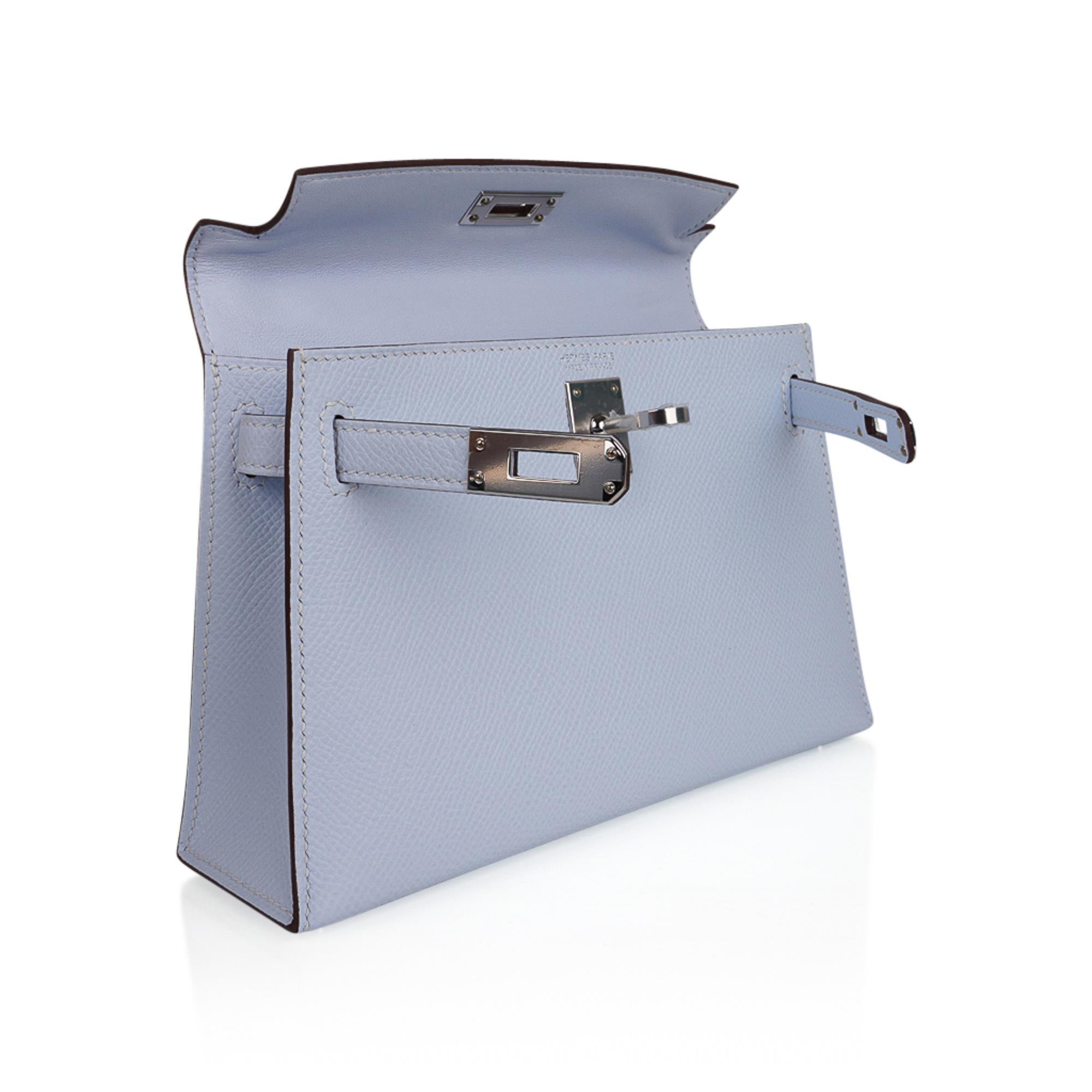 Hermes Kelly 20 Mini Sellier Bag Bleu Brume Epsom Leather Palladium Hardware 1