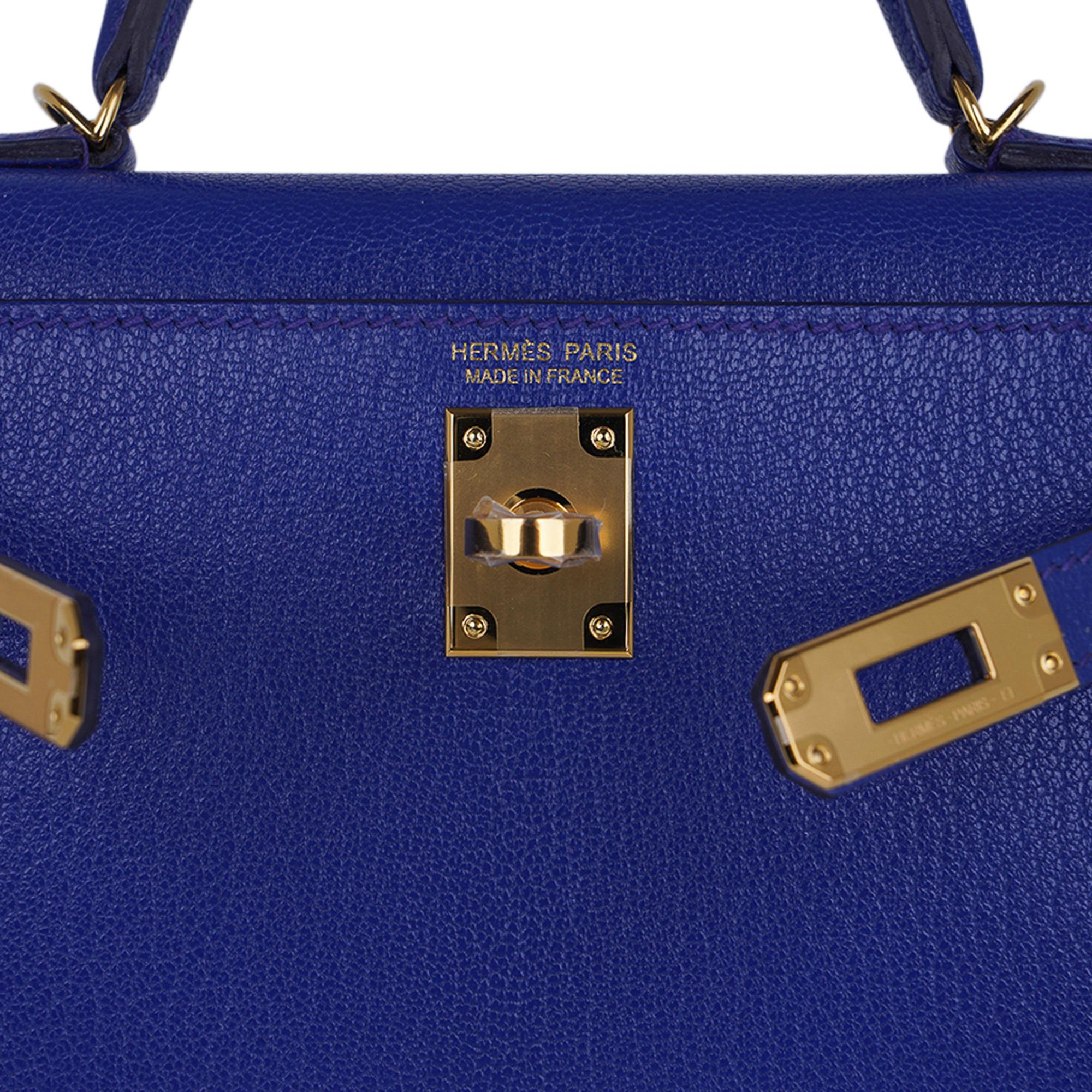 Hermes Kelly 20 Mini Sellier Bag Blue de Royal Chevre Leather Gold Hardware 1