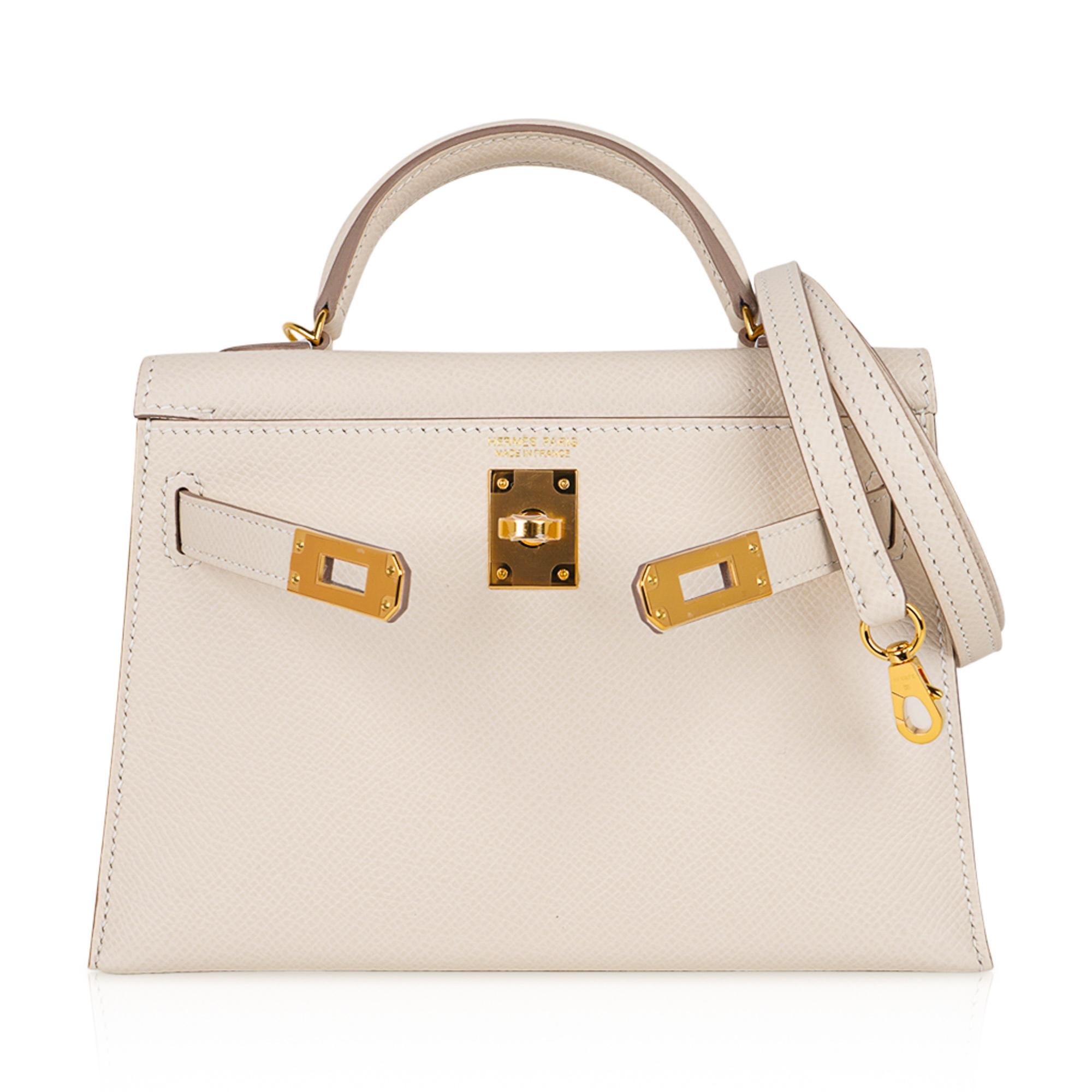 Women's Hermes Kelly 20 Mini Sellier Bag Craie Epsom Gold Hardware
