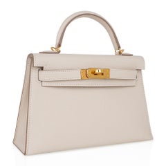 Hermes Kelly 20 Mini Sellier Bag Craie Epsom Leather and Gold Hardware