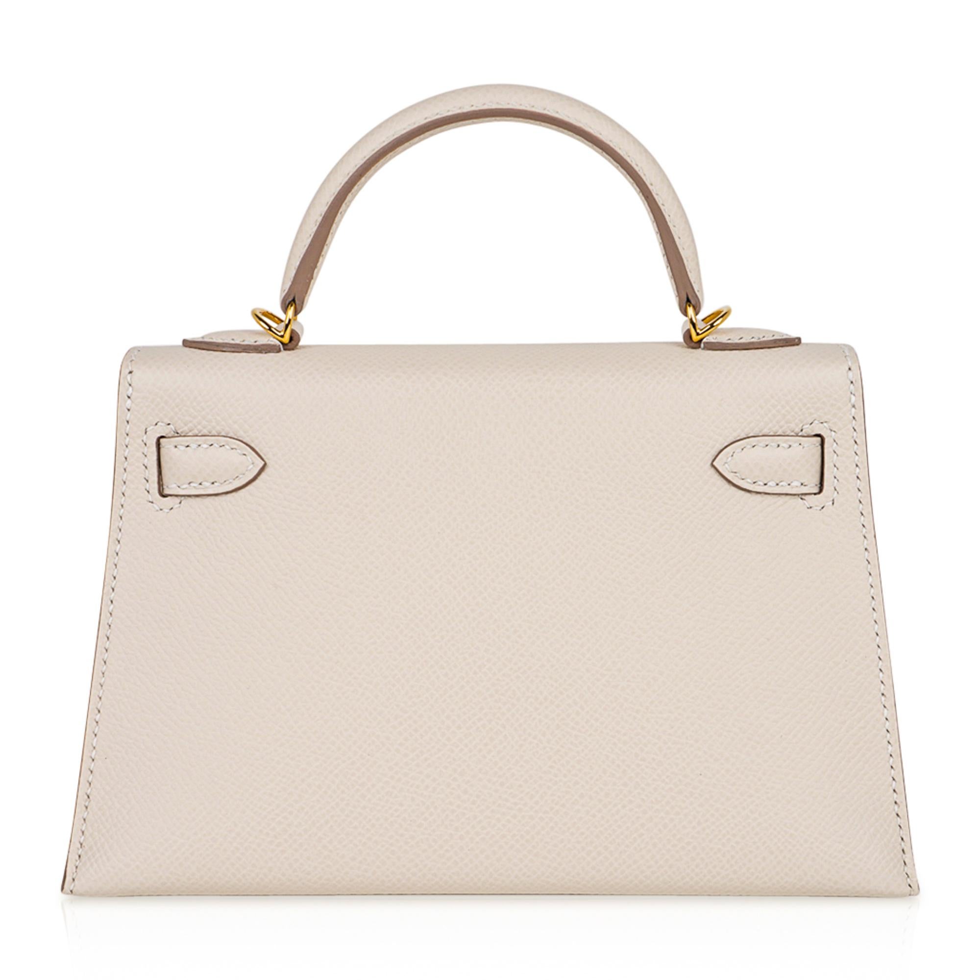 Hermes Kelly 20 Mini Bolso Sellier Craie Piel Epsom y Herrajes Dorados 1