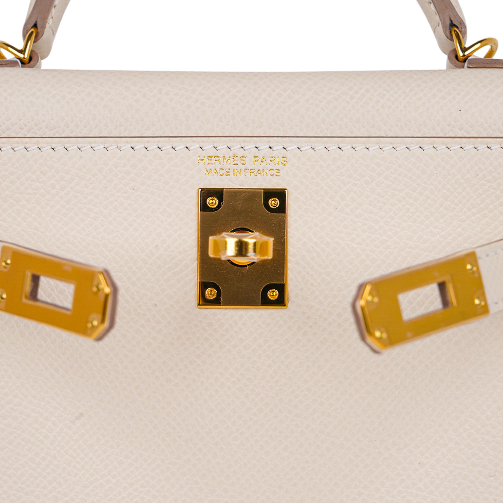 Hermes Kelly 20 Mini Bolso Sellier Craie Piel Epsom y Herrajes Dorados 2