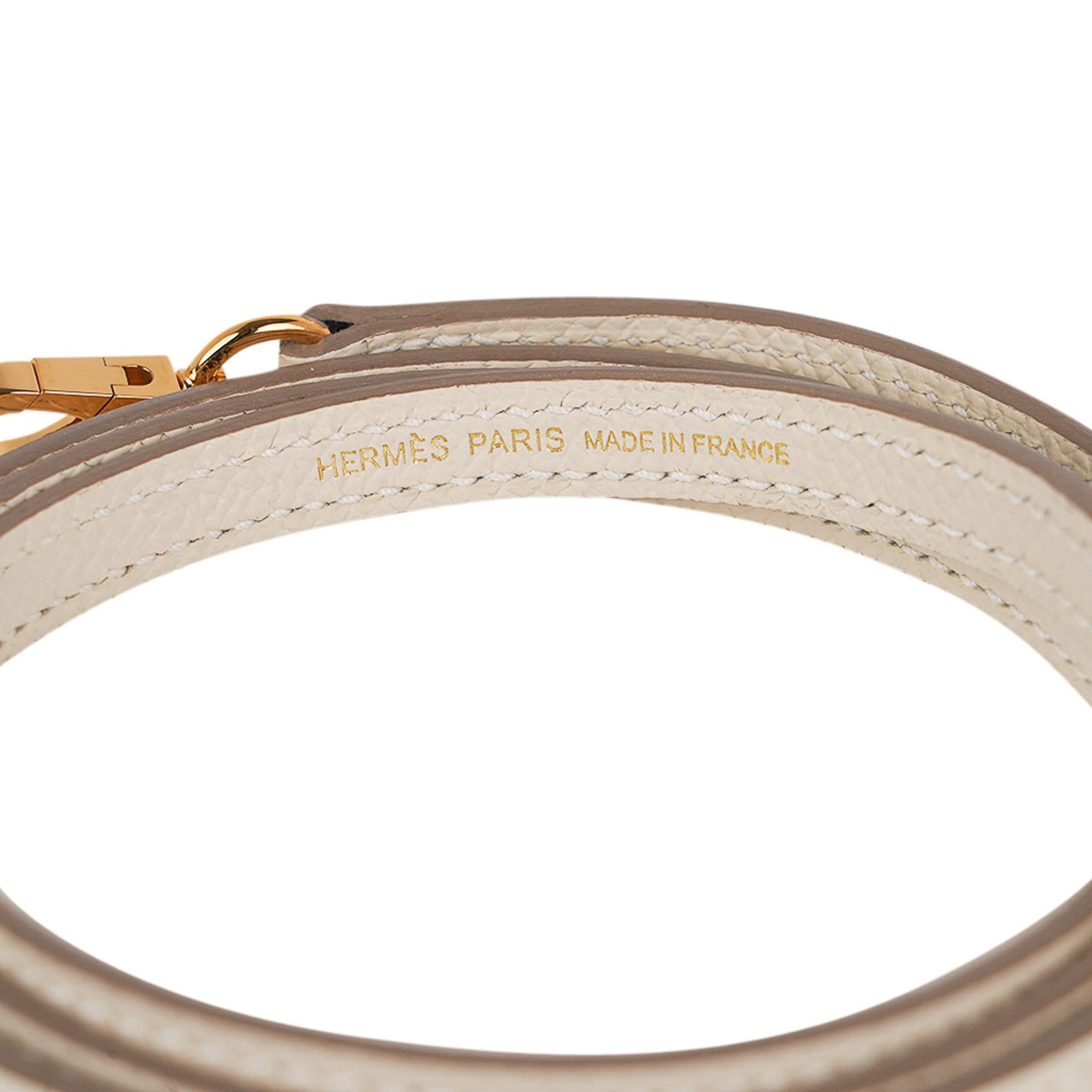 Hermes Kelly 20 Mini Sellier Tasche Craie Epsom Leder mit Goldbeschlägen im Angebot 3