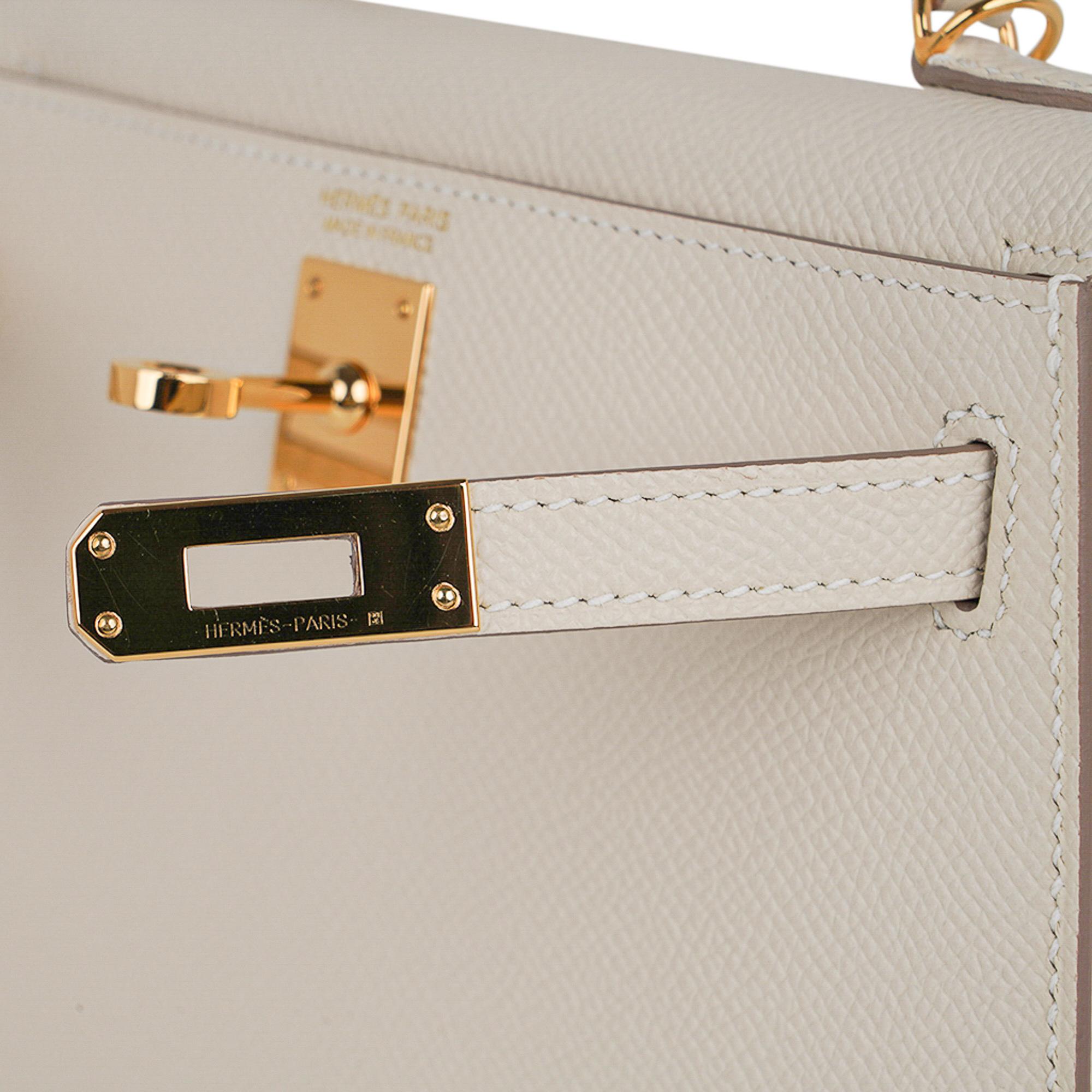 Hermes Kelly 20 Mini Sellier Bag Craie Epsom Leather Gold Hardware For ...