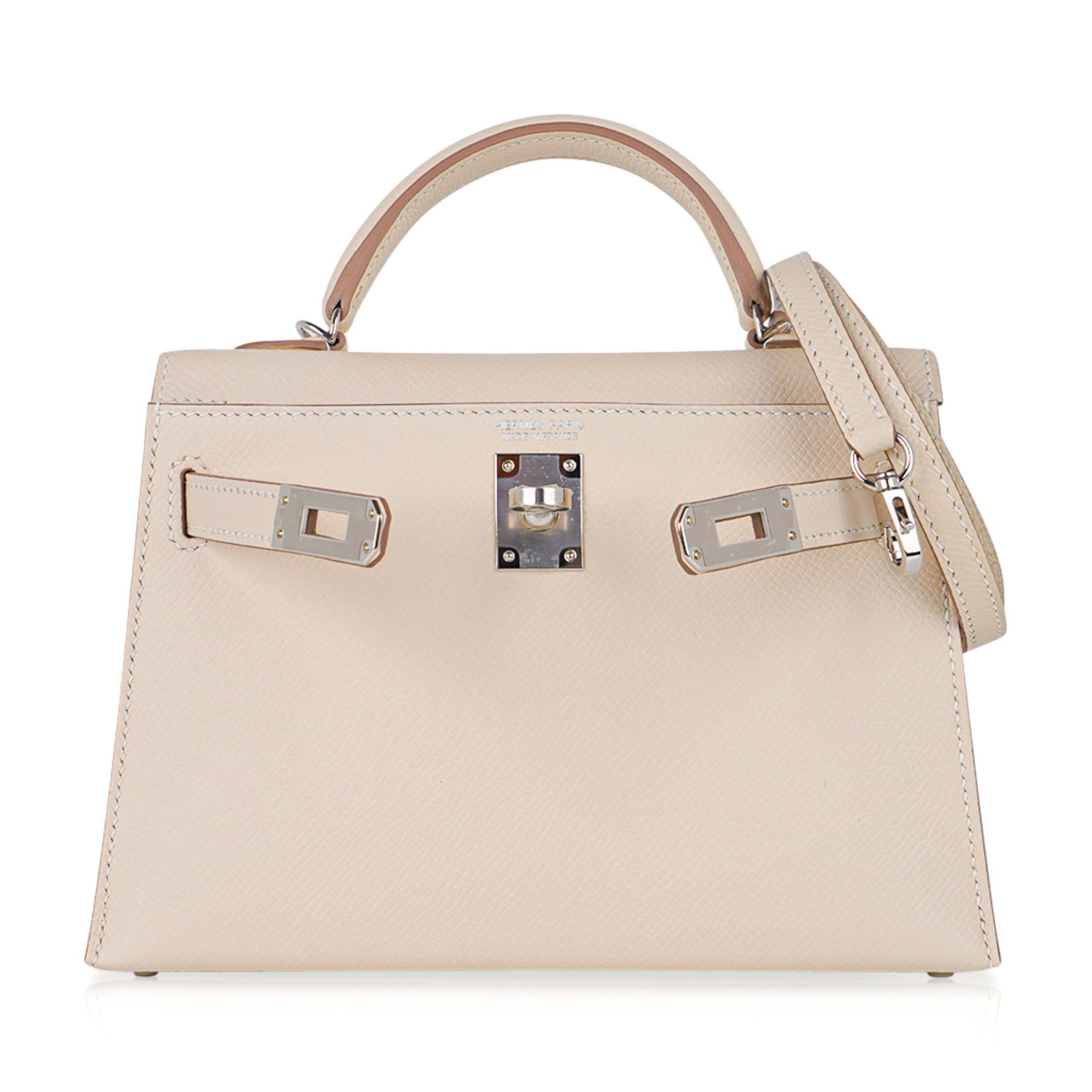 Hermes Kelly 20 Mini Sellier Sac Craie Epsom Palladium Hardware 1