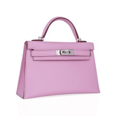 Hermes Kelly 20 Mini Sellier Mauve Sylvestre Bag Epsom Palladium Hardware