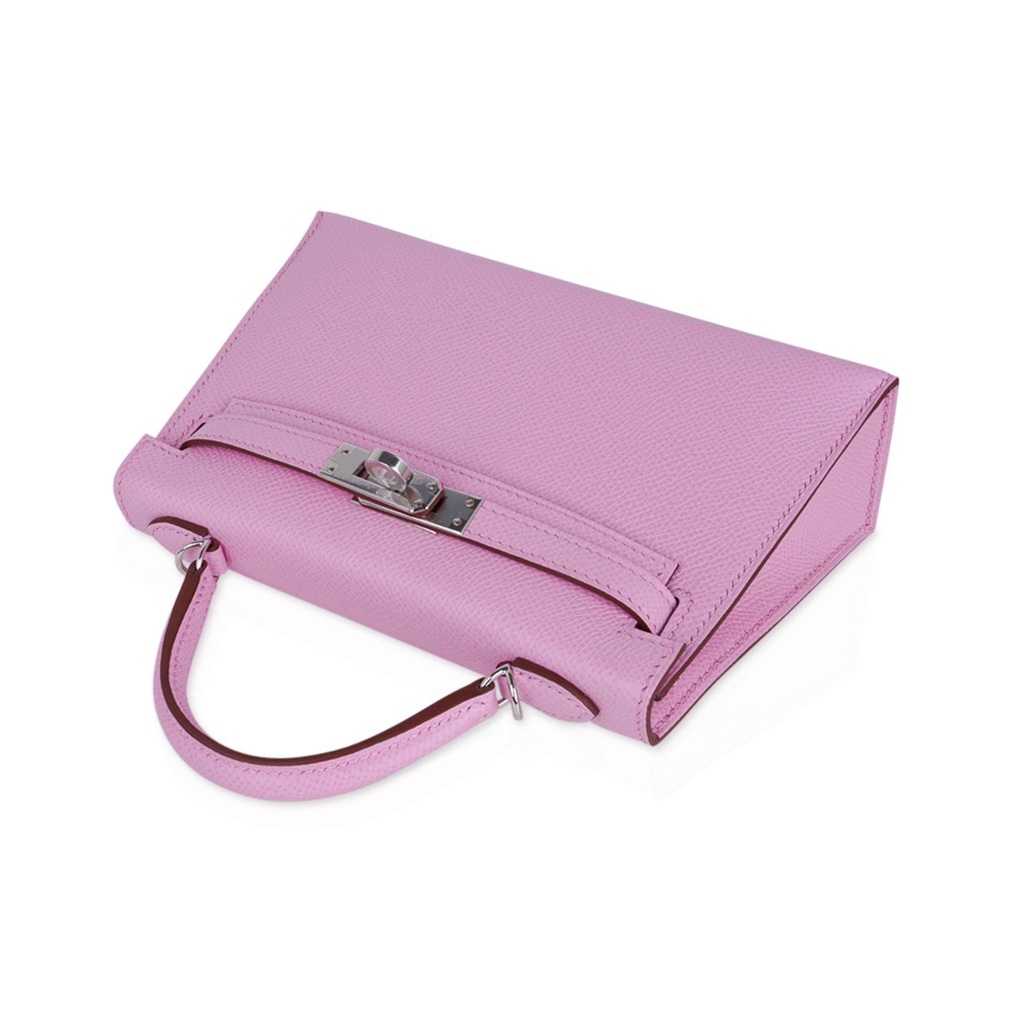 Viola Hermes Kelly 20 Mini Sellier Mauve Sylvestre Borsa Epsom Palladium Hardware