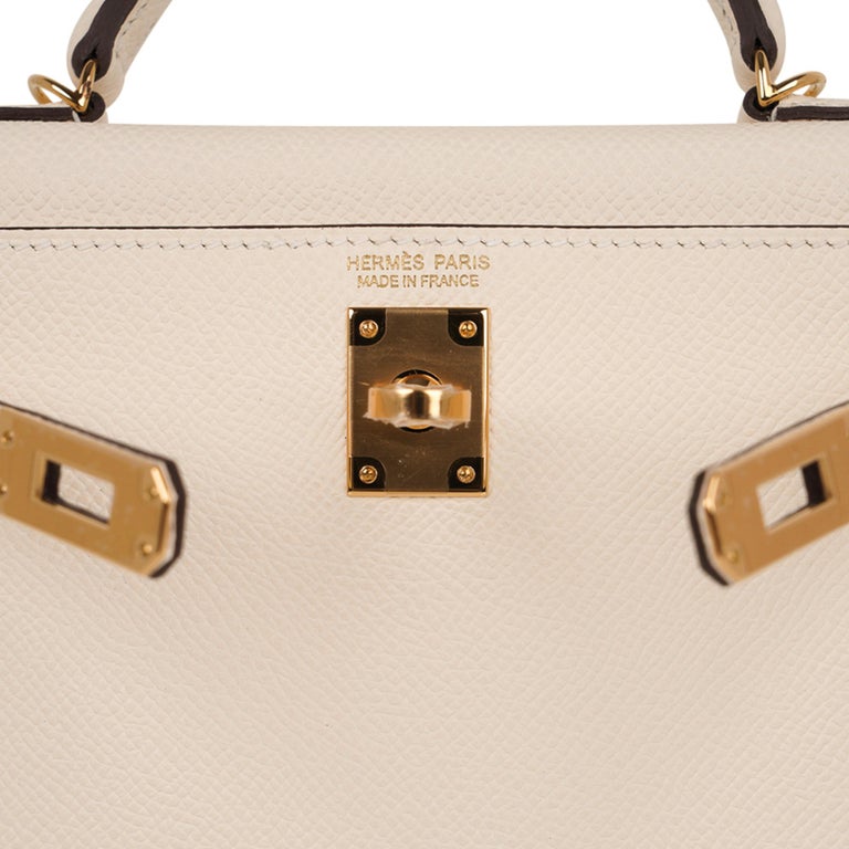 Hermes Kelly 20 Mini Sellier Bag Nata Epsom Gold Hardware For Sale at