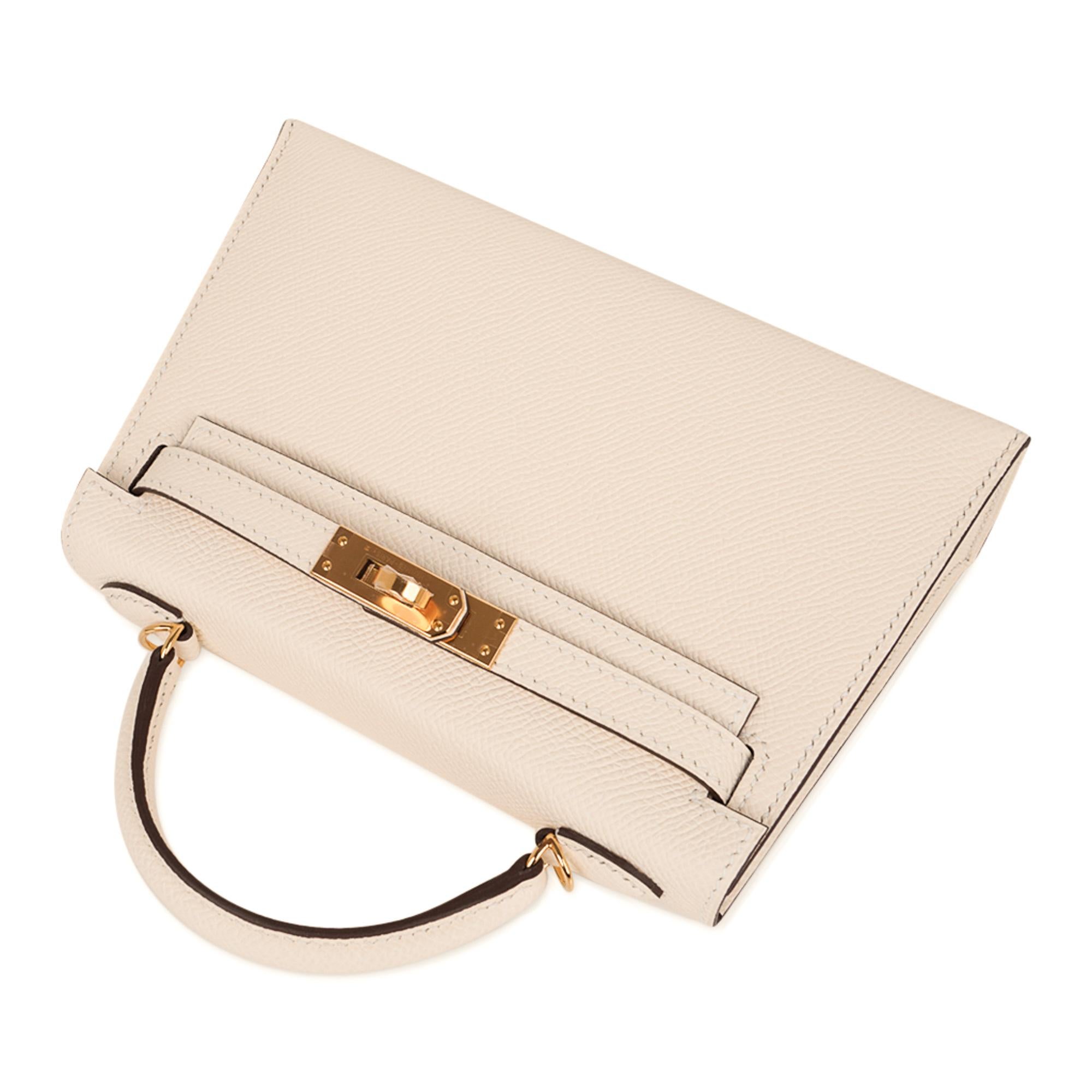  Hermes Kelly 20 Mini Sellier Bag Nata Gold Hardware Epsome Leather New w/Box Pour femmes 
