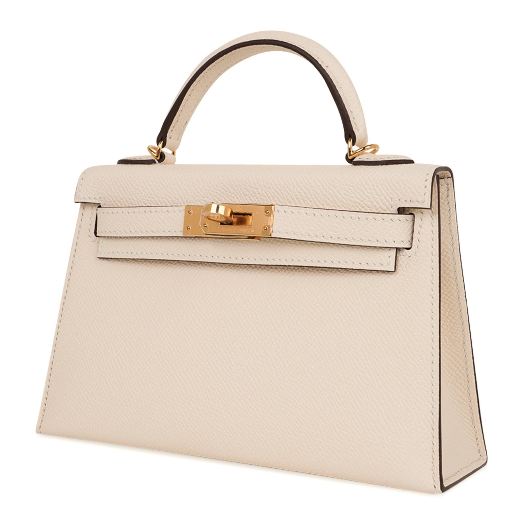 Hermes Kelly 20 Mini Bolso Sellier Nata Herrajes Oro Piel Epsome Nuevo c/Caja 2