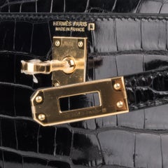 Hermes Kelly 20 Mini Sellier Black Alligator Gold Hardware Limited Edition