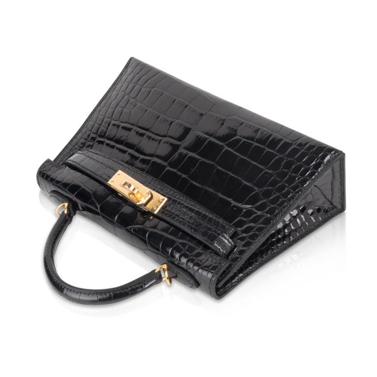 Hermès Mini Kelly Touch Alligator Epsom Black Gold Hardware