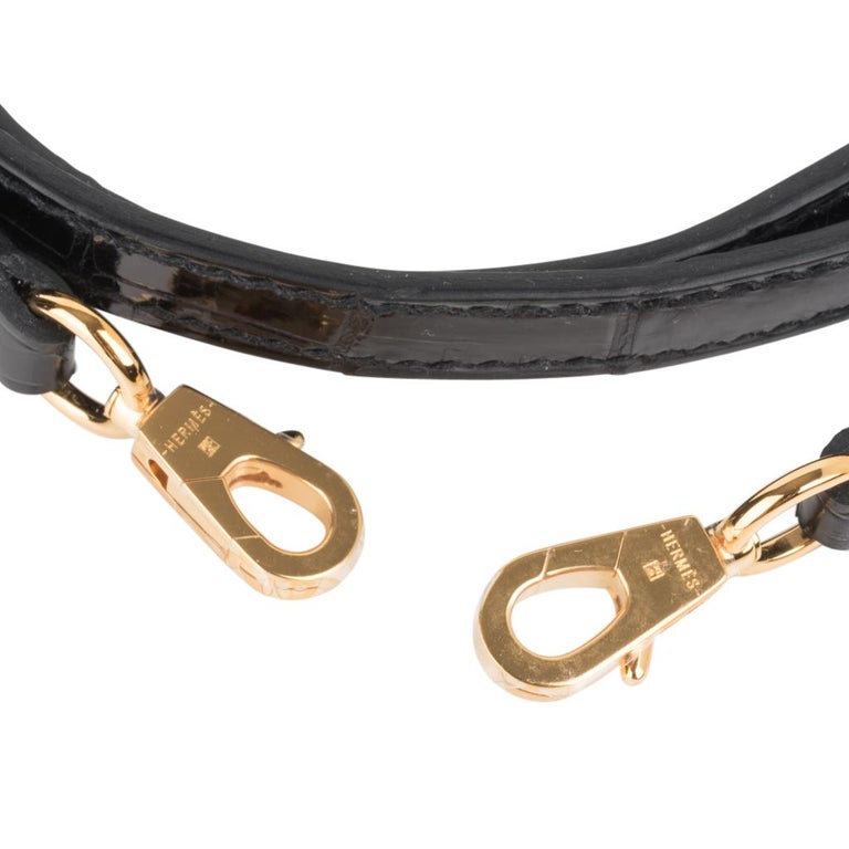 Hermes Kelly 20 Mini Sellier Noir (Black) Alligator Lisse (Shiny) Gold  Hardware #D - Vendome Monte Carlo