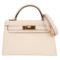 Hermes Kelly 20 Mini Sellier Nata Bag Gold Hardware Epsom Leather