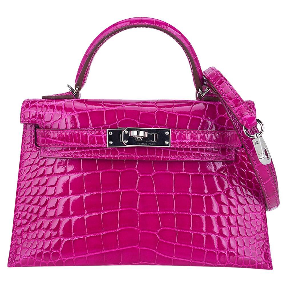 Hermes Kelly Pochette Clutch Bag Bordeaux Crocodile Jewel Toned Pallad –  Mightychic
