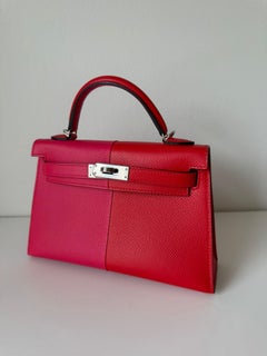 Hermès Kelly 20 Mini Sellier Tri-Color Rouge De Coeur Palladium Hardware