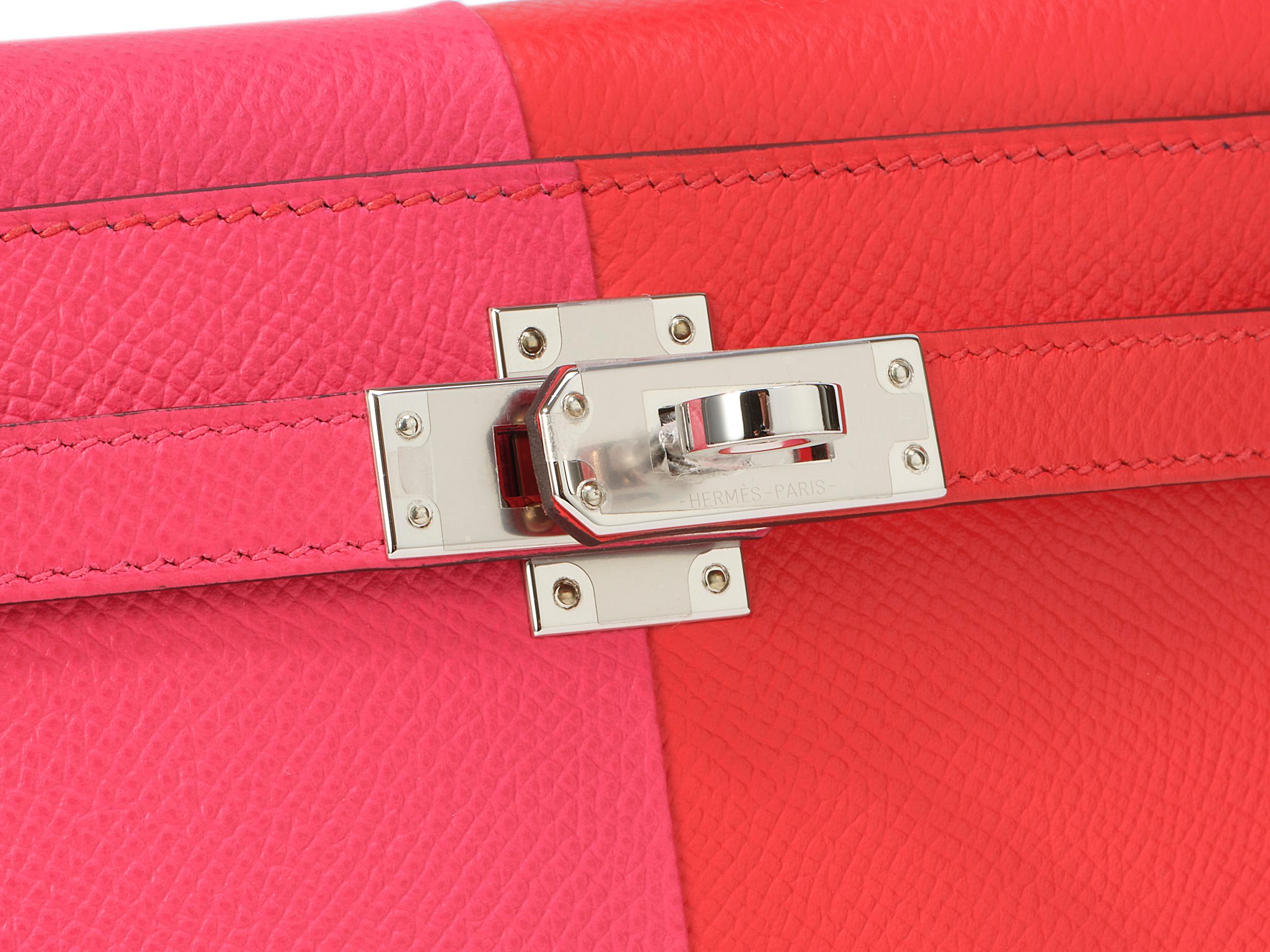 Hermès Kelly 20 Mini Sellier Tri-Color Rouge De Coeur Palladium Hardware In New Condition For Sale In Berlin, DE