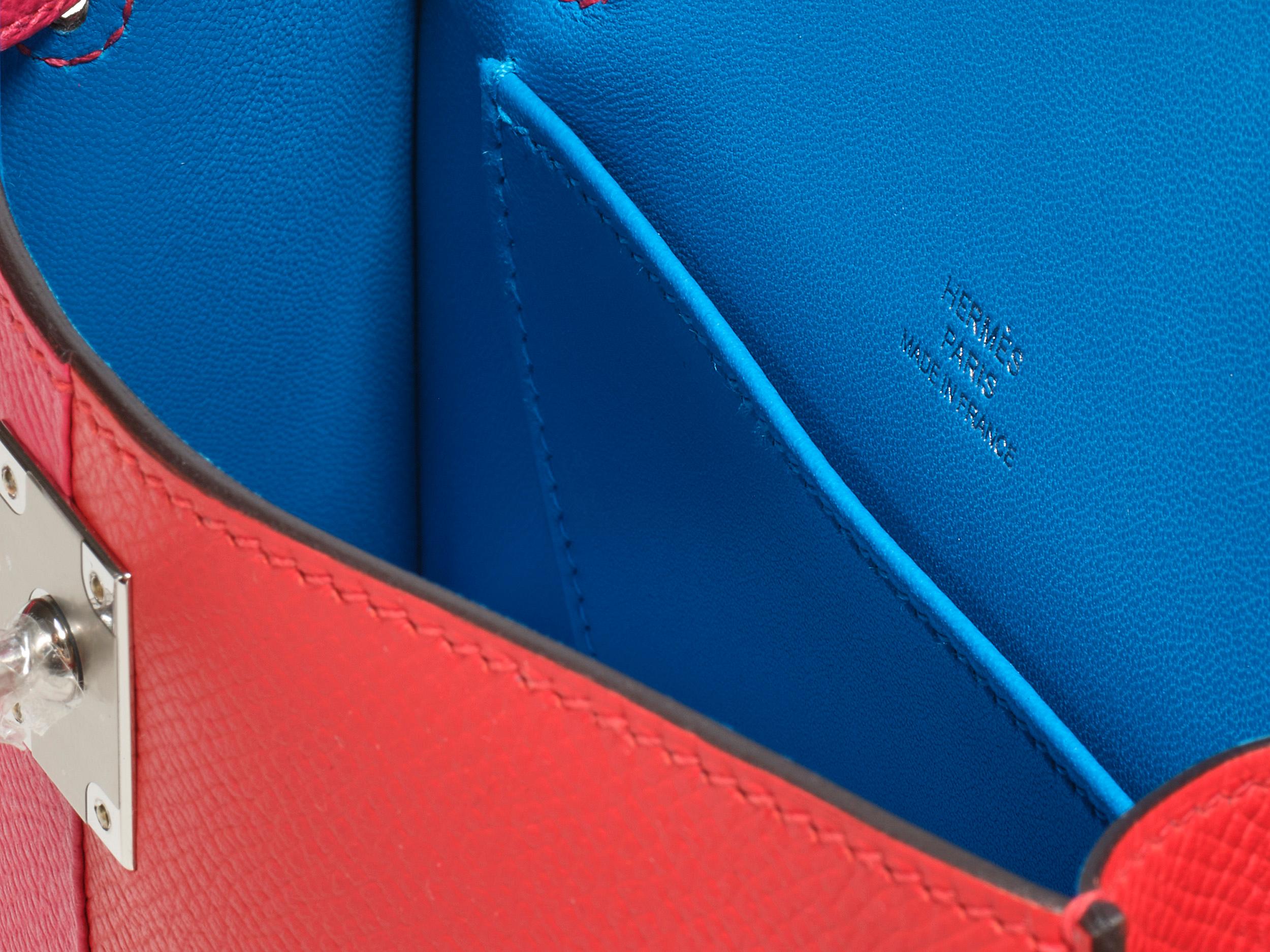 Hermès Kelly 20 Mini Sellier Tri-Color Rouge De Coeur Palladium Hardware For Sale 1