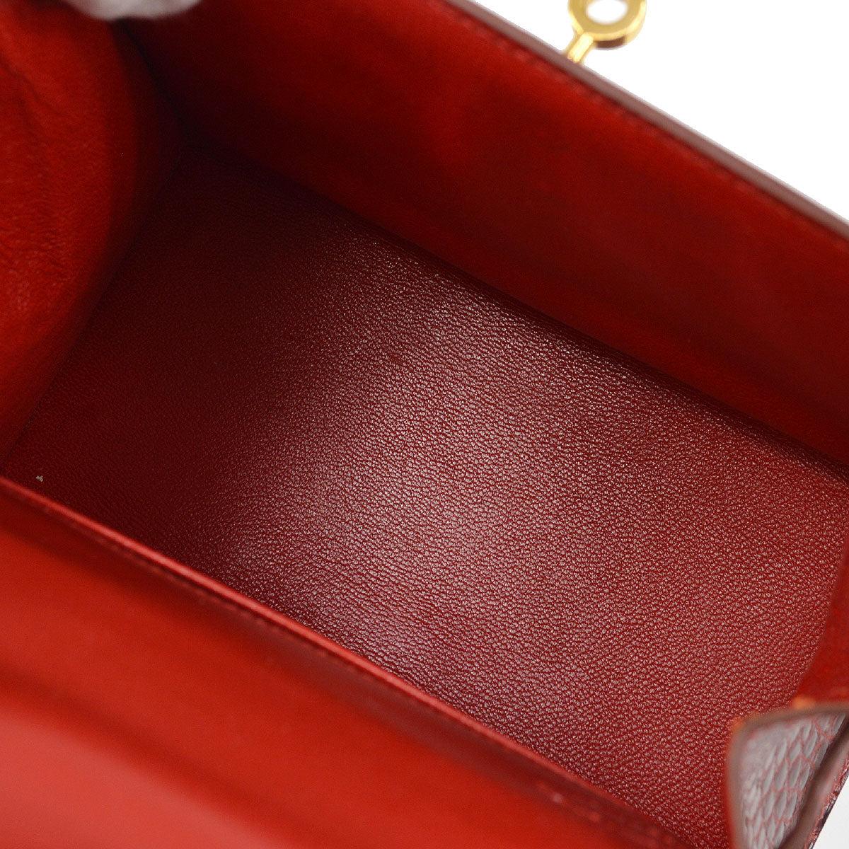 HERMES Kelly 20 Red Burgundy Rouge Alligator Exotic Leather Gold Tote Bag In Good Condition In Chicago, IL