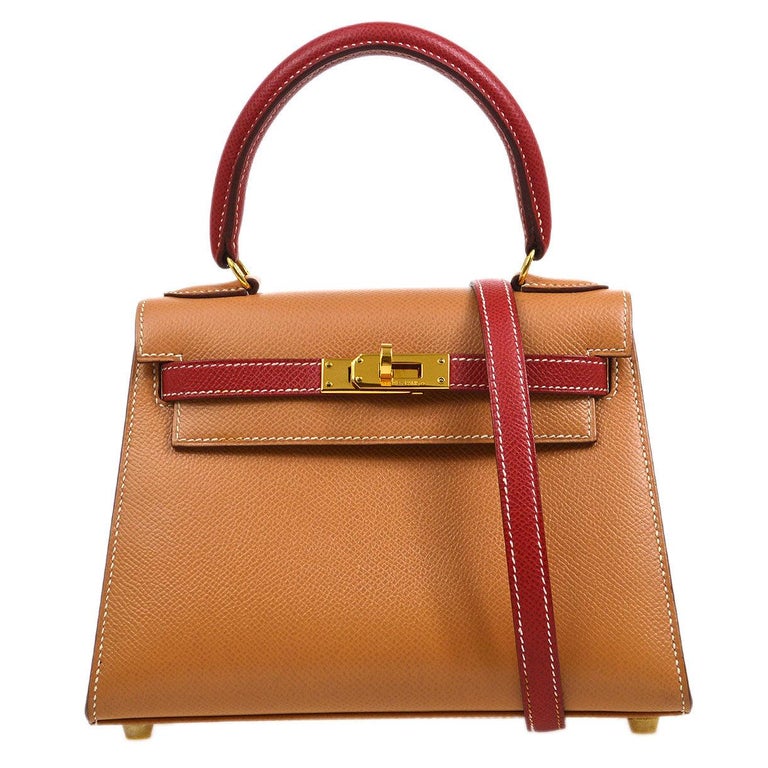 Hermes Kelly HSS 20 Sellier Craie / Trench Mini Bag Gold Hardware Epsom  Leather For Sale at 1stDibs