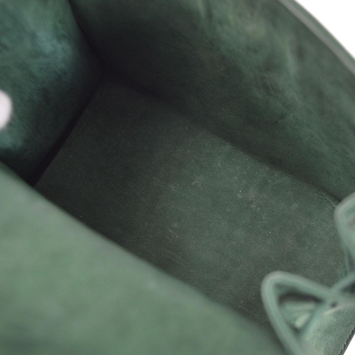 Hermes Kelly 20 Sellier 2way Shoulder Handbag Pleats Green Doblis in Satin For Sale 5