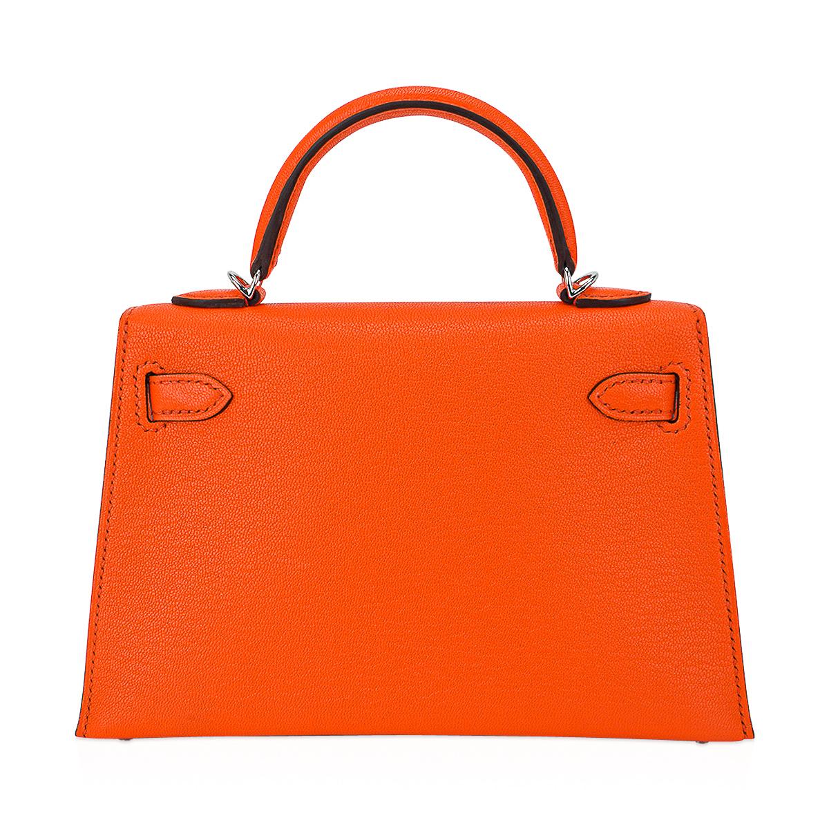 Hermes Kelly 20 Sellier Feu / Terre Battue Mini Verso Bag Chevre Leather 1