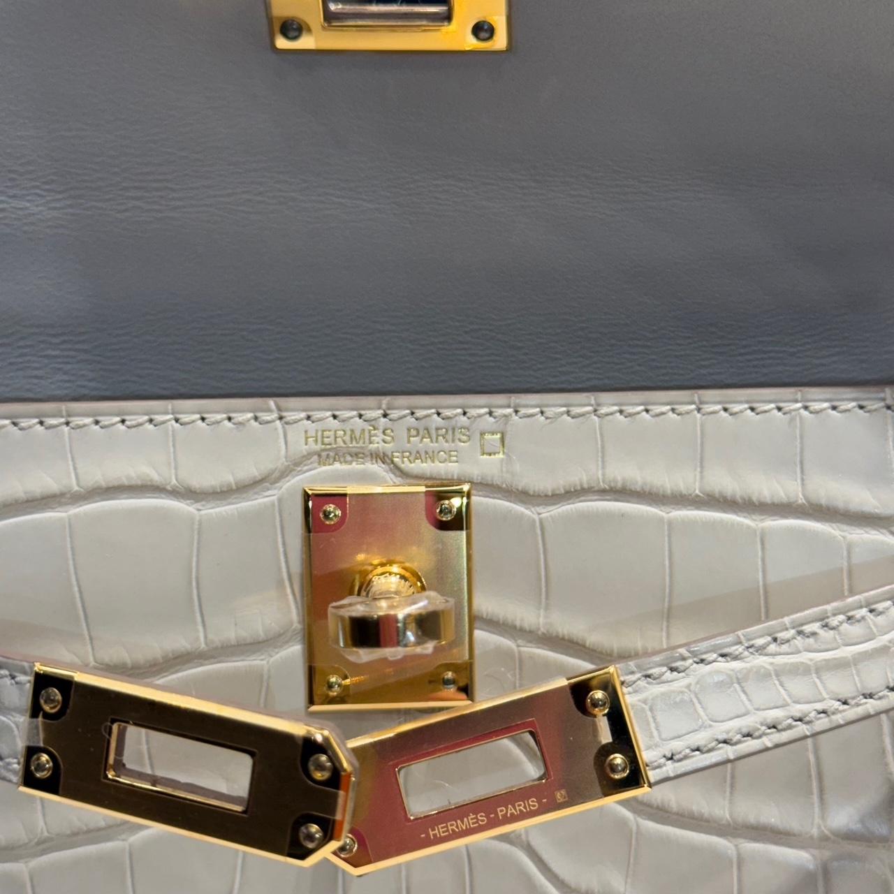 Hermès Beton Mini Kelly 20 Sellier Mate Mississippi Alligator Gold Hardware 4