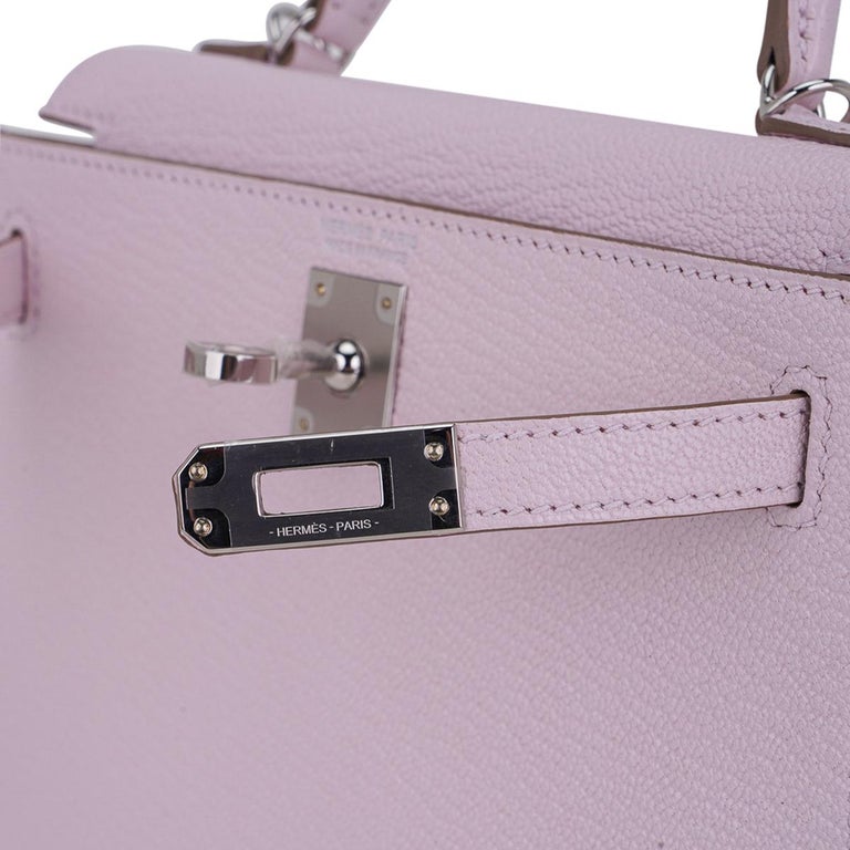 Hermes Kelly 20cm Mauve Pale Sellier For Sale at 1stDibs