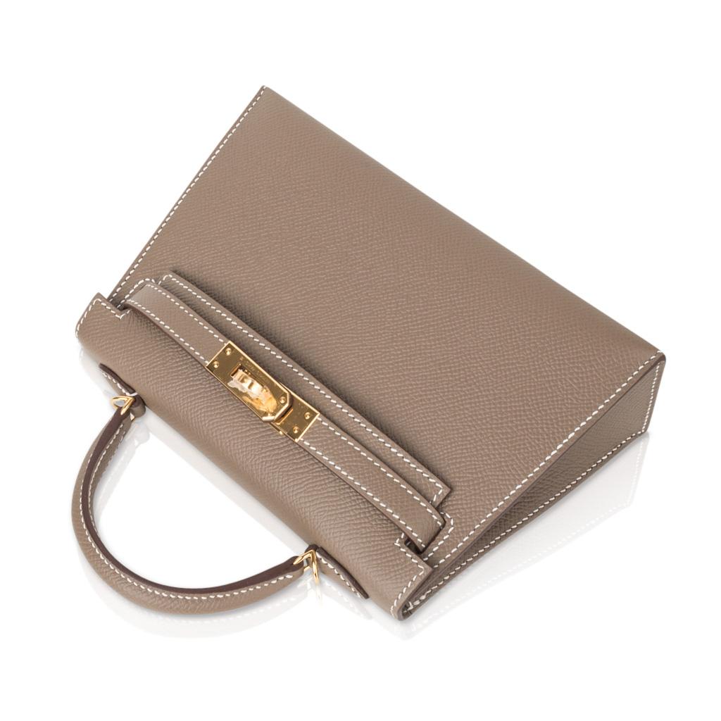 Hermes Kelly 20 Sellier Mini Bag Etoupe Epsom Gold Hardware Damen
