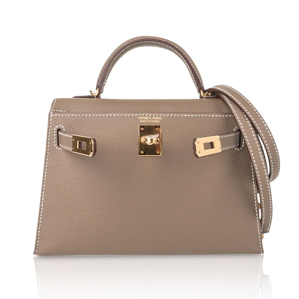 Hermes Kelly 20 Sellier Mini Bag Etoupe Epsom Gold Hardware 3