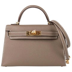 Hermes Kelly 20 Sellier Mini Bag Etoupe Epsom Gold Hardware