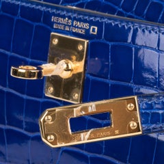 Hermes Kelly 20 Sellier Mini Blue Electric Alligator Gold Hardware New w/Box