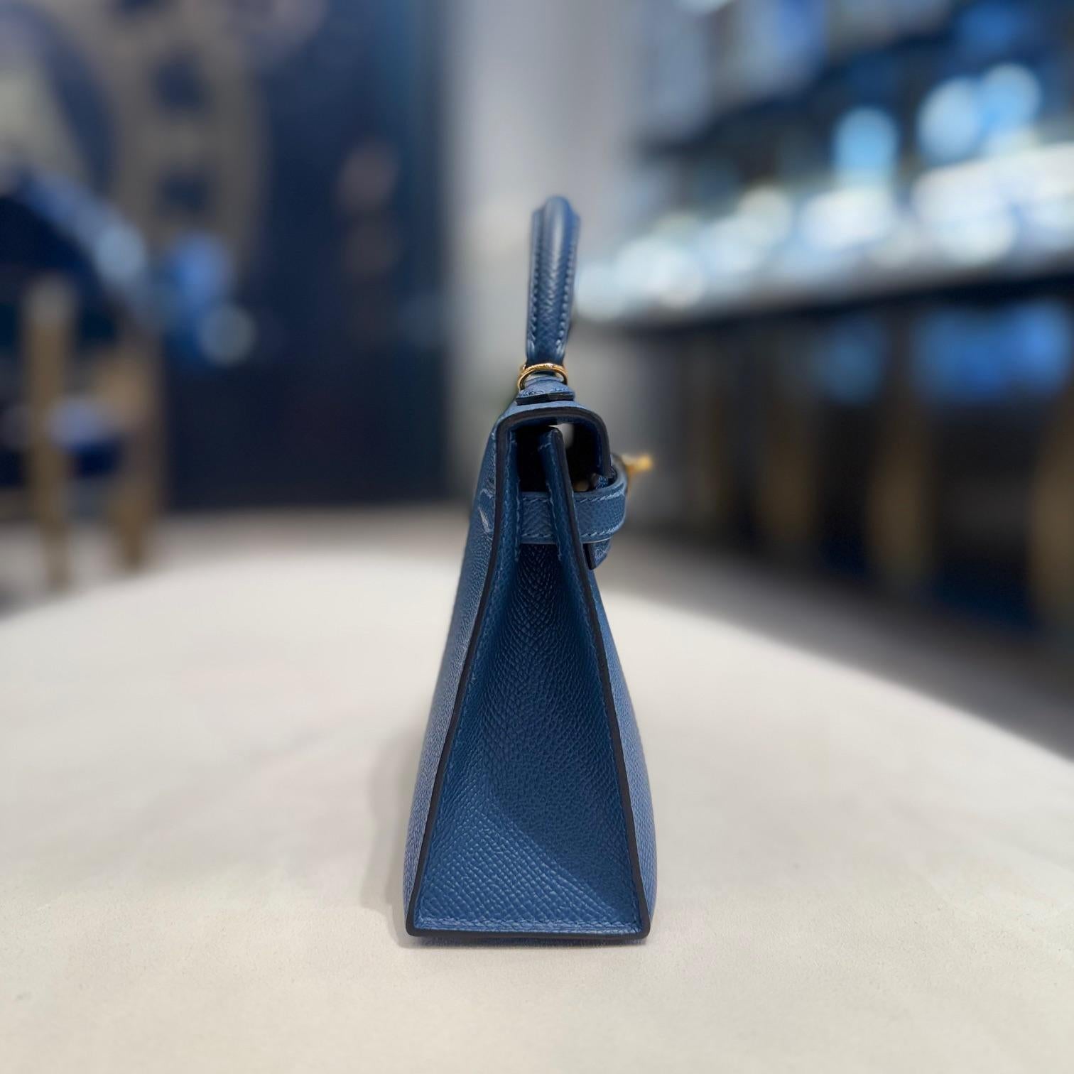 Hermès Deep Bleu Mini Kelly 20 Sellier Epsom Gold Hardware Neuf - En vente à New York, NY