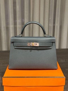 Hermès Gris Misty Mini Kelly 20 Sellier Epsom Electrum Hardware