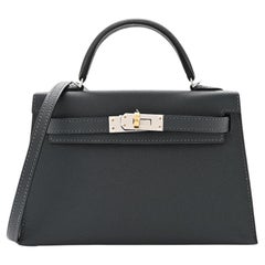 Hermès Gris Misty Mini Kelly 20 Sellier Epsom Electrum Hardware