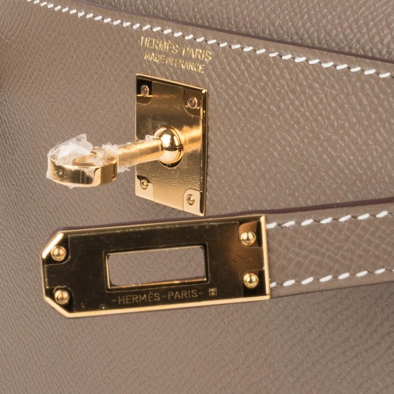 Hermes Kelly 25 Sellier Bag Neutral Etoupe Epsom Gold Hardware