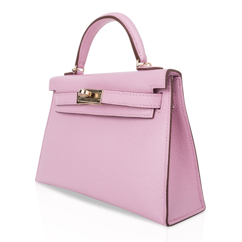 Hermes Kelly 20 Sellier Mini Kelly II Mauve Sylvestre Epsom Permabrass Hardware Damen